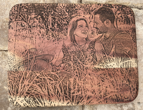 Photo of couple printed on wood