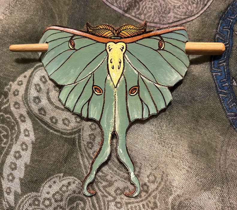 Leather Luna Moth Hair Barrette